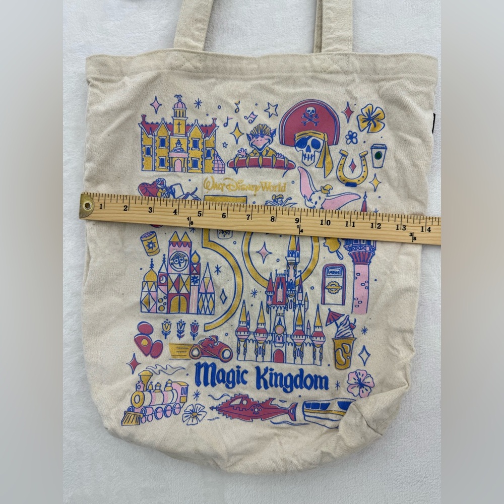 Starbucks Disney 50th Anniversary Magic Kingdom Cream Tote Bag - Picture 3 of 15